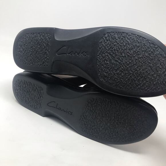 Clarks Brown Tan Leather Huarache Woven Comfort Slides Sandals shoes womens 6 - Picture 8 of 10